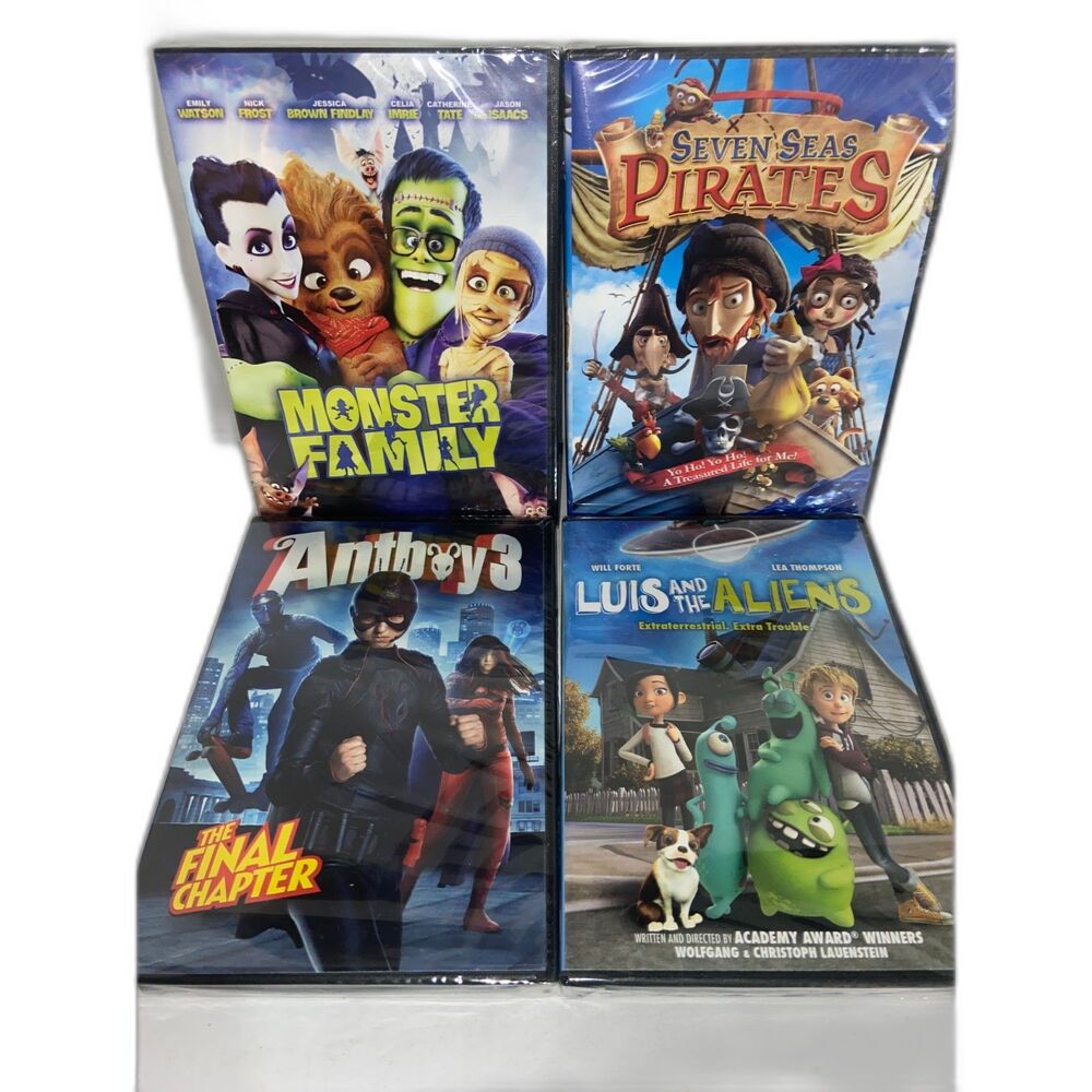 4 DVDs Luis And The Aliens Monster Family Antboy 3 Seven Seas Pirates NEW!